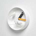 Clock Haoshi Sparrow Round Yellow Gray available at Spacio retail stores in Mumbaii & Kolkata and online.