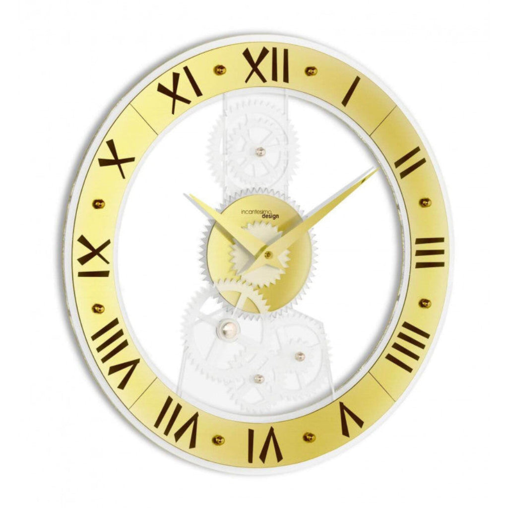 Incantesimo Genius 132 Gold Wall clock available at Spacio retail stores in Mumbaii & Kolkata and online.