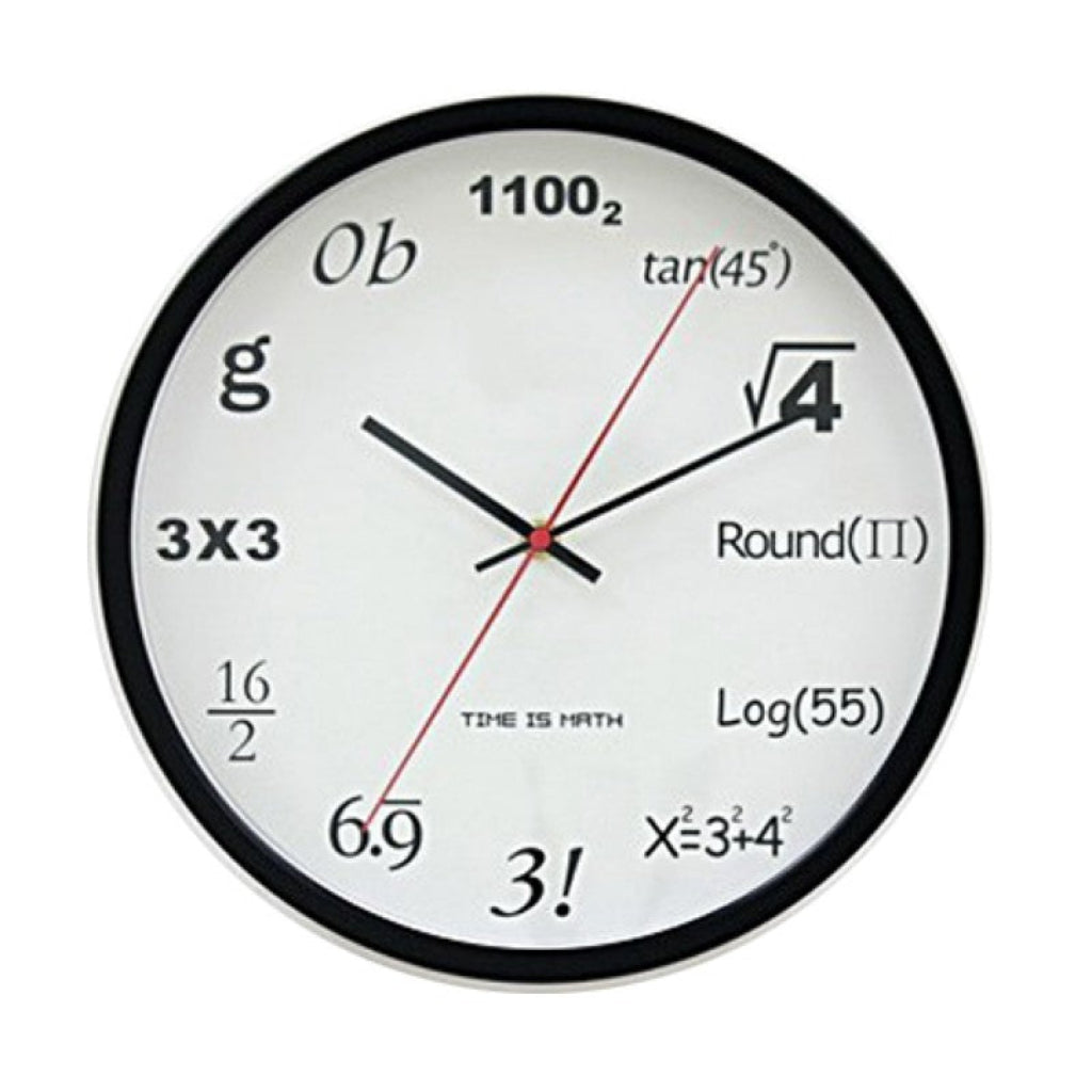 Math-themed clock with mathematical symbols and equations on a white background from kairos available at Spacio retail stores in Mumbaii & Kolkata and online.