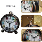 Vintage-style clock with colorful numbers on a white background