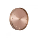 Rose gold wall clock on a white background