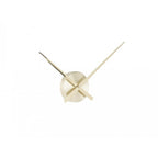 Gold wall clock with minimalist design on a white background