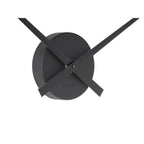 Black clock mechanism on a white background