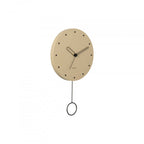 Beige wall clock with a pendulum on a white background 