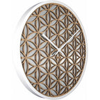 Decorative wall clock with geometric pattern on a white background