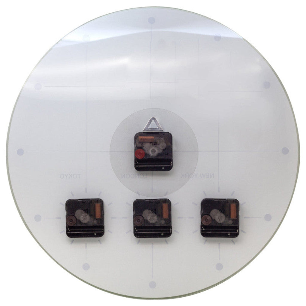 Four black electronic components on a circular white background with grid lines