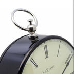 Black pocket watch with silver clasp on a white background, branded 'Nextime'.