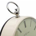 Close-up of a white pocket watch with silver band and 'NeXtime' branding.