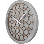 Decorative wall clock with geometric pattern on a white background