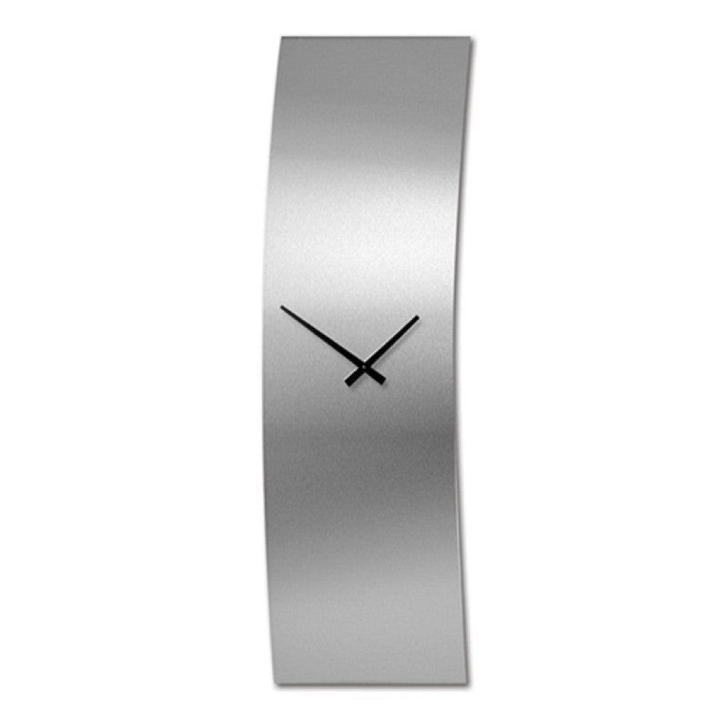 Silver wall clock with black hands on a white background from Nextime available at Spacio retail stores in Mumbaii & Kolkata and online.