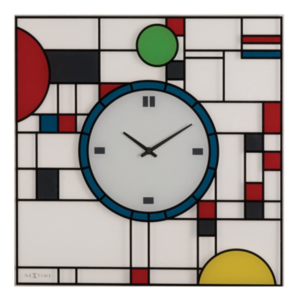 Modern wall clock with geometric design on a white background from  Nextime available at Spacio retail stores in Mumbaii & Kolkata and online.