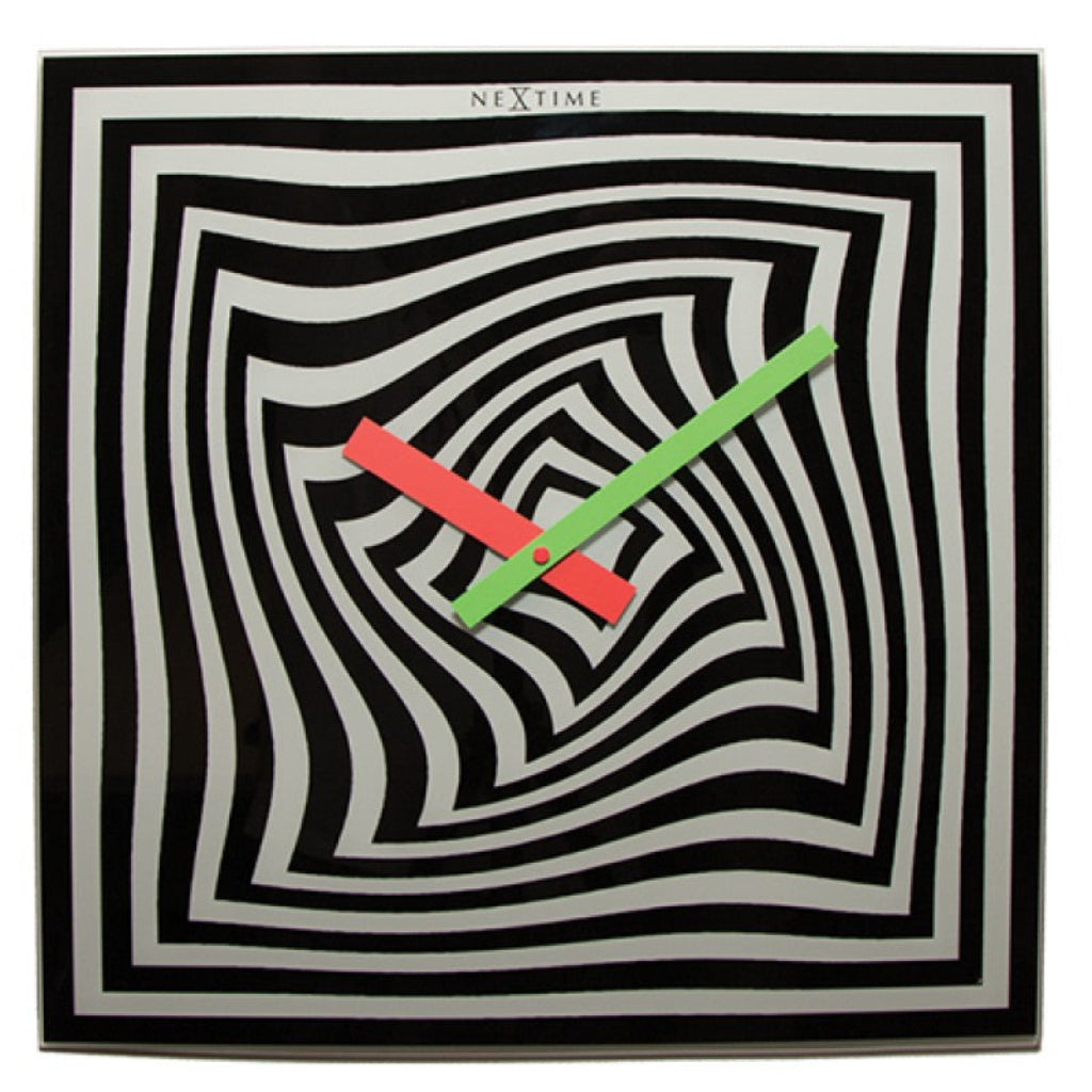 NeXtime wall clock with black, white, and red design on a white background from Nextime available at Spacio retail stores in Mumbaii & Kolkata and online.