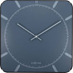 Blue square wall clock with silver hands and 'NeXtime' branding. from Nextime available at Spacio retail stores in Mumbaii & Kolkata and online.