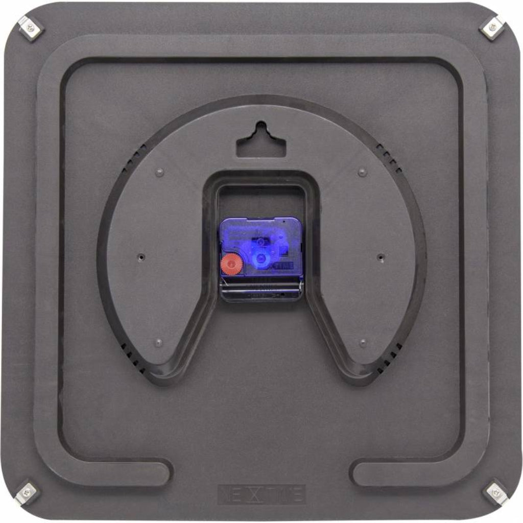 Black electronic device with blue light on a gray background