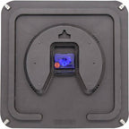 Black electronic device with blue light on a gray background