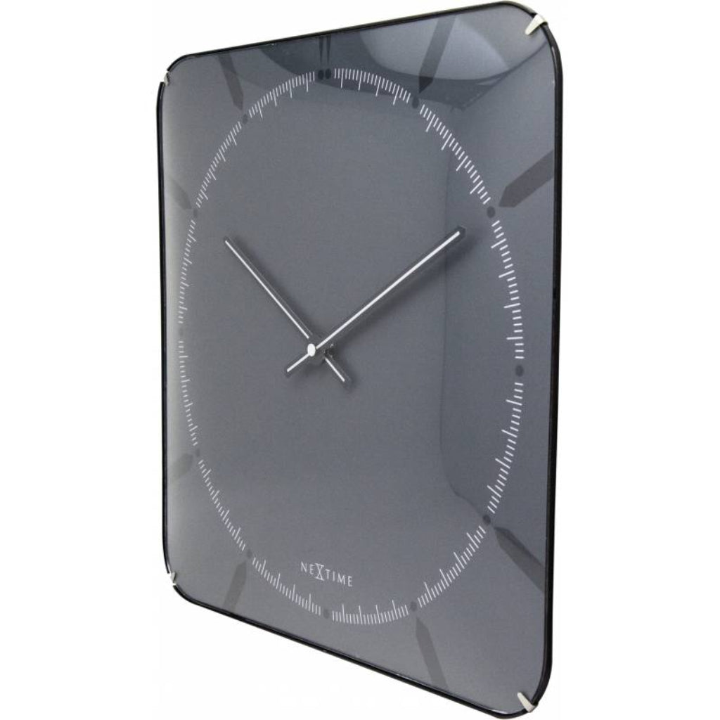 Gray wall clock with a modern design on a white background