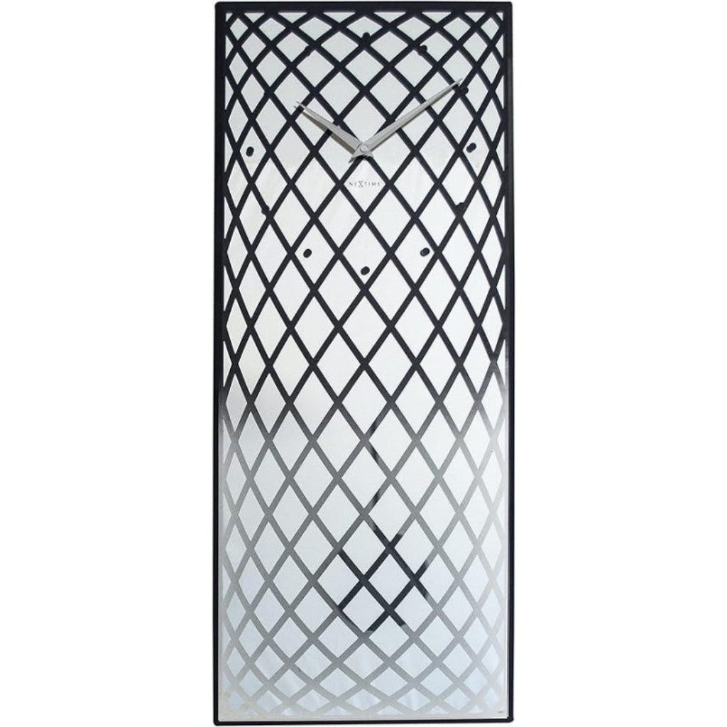 Decorative wall clock with lattice design on a white background from Nextime available at Spacio retail stores in Mumbaii & Kolkata and online.