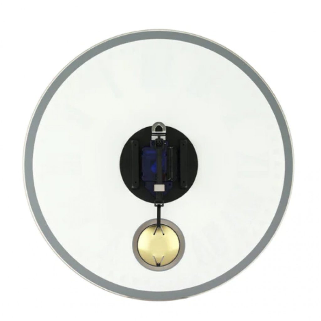 Round light fixture with glass cover on a white background