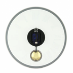 Round light fixture with glass cover on a white background