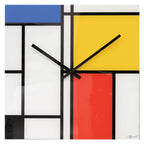 Colorful square clock with black hour markers on a white background from Nextime available at Spacio retail stores in Mumbaii & Kolkata and online.