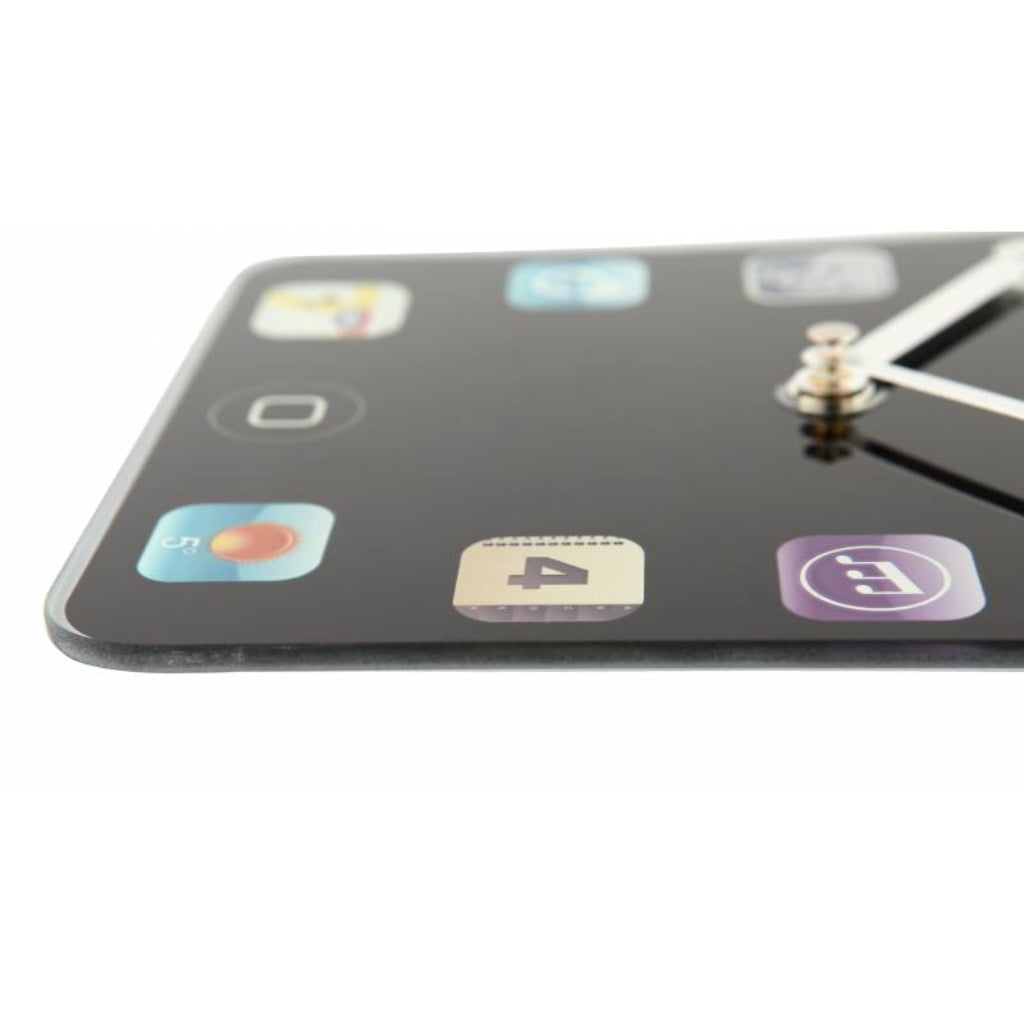 Close-up of a smartphone with app icons on a white background