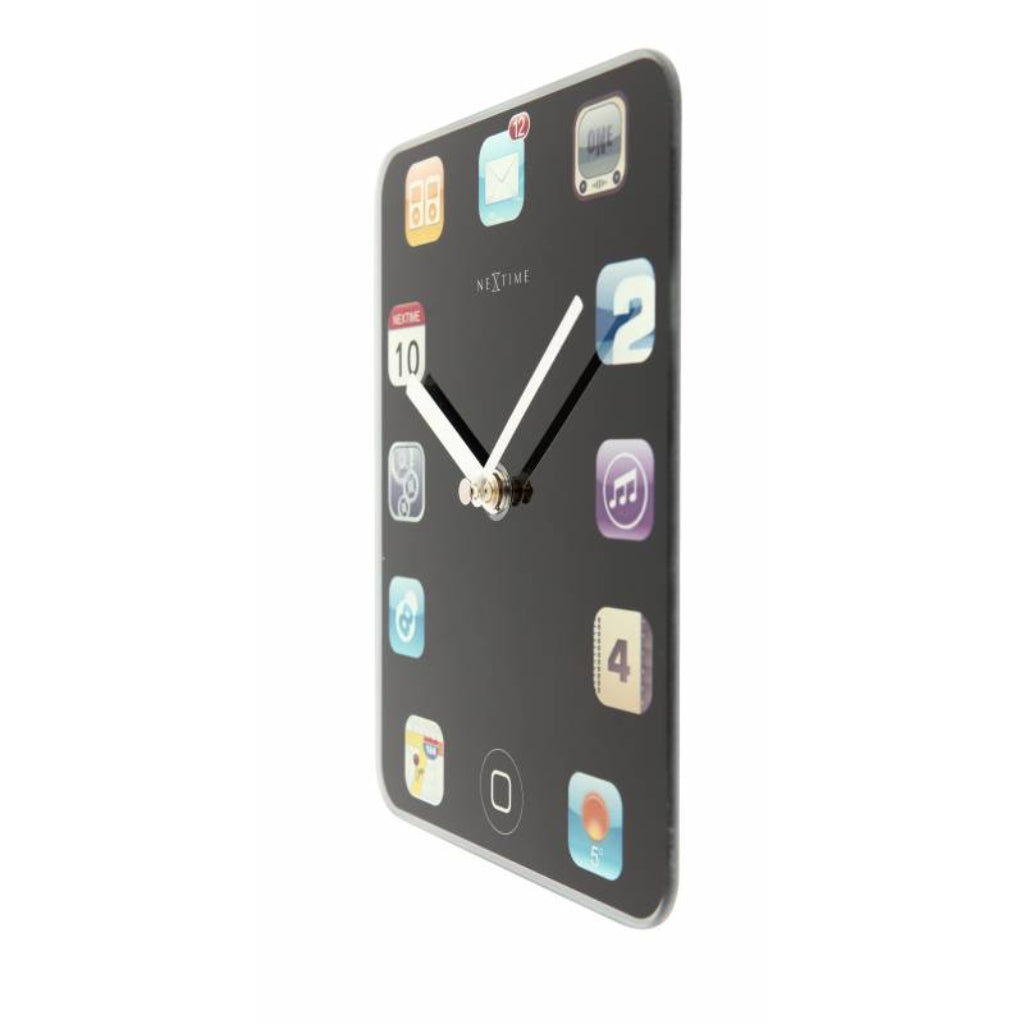 Wall clock with app icon design on a white background