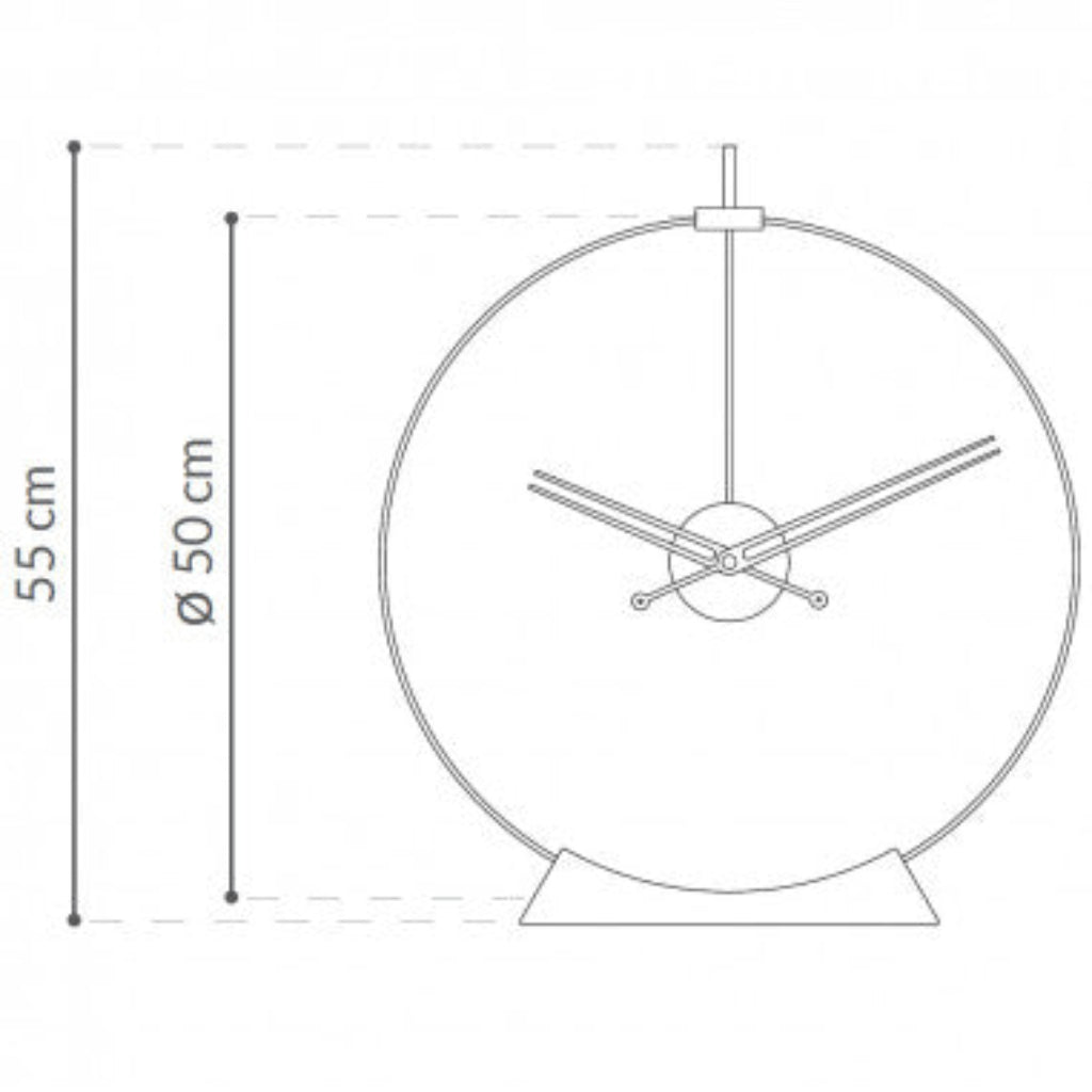Technical drawing of a wall clock with dimensions