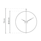 Measurement diagram of a wall clock with dimensions on a white background