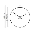 Diagram of a wall clock with dimensions indicated