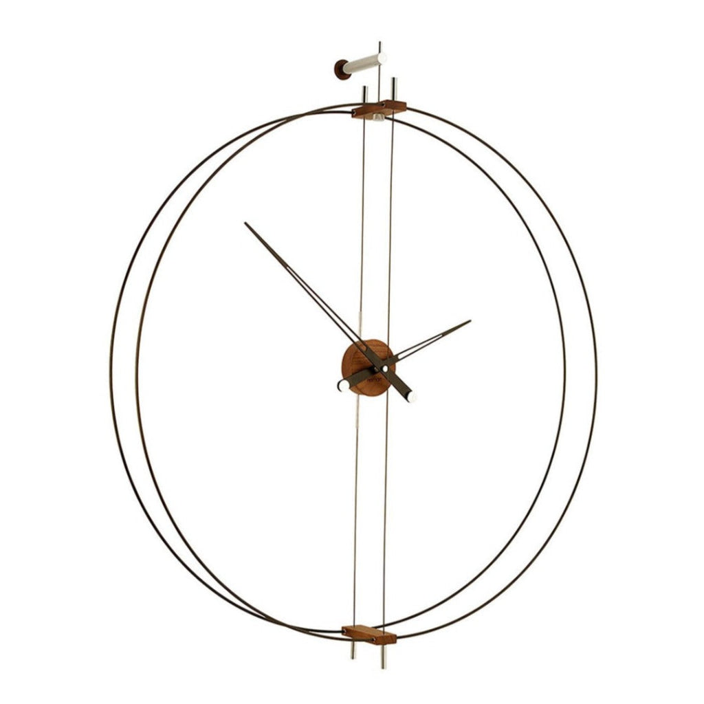 A Clock Nomon Barcelona BAR with a natural walnut wood frame and minimalist design. available at Spacio retail stores in Mumbaii & Kolkata and online.