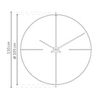 Line drawing of a wall clock with dimensions indicated.