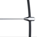 Close-up of a chrome towel bar on a white background