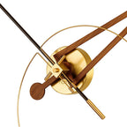 Gold and wooden clock hands on a white background
