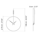 Measurement chart of a wall clock with dimensions labeled