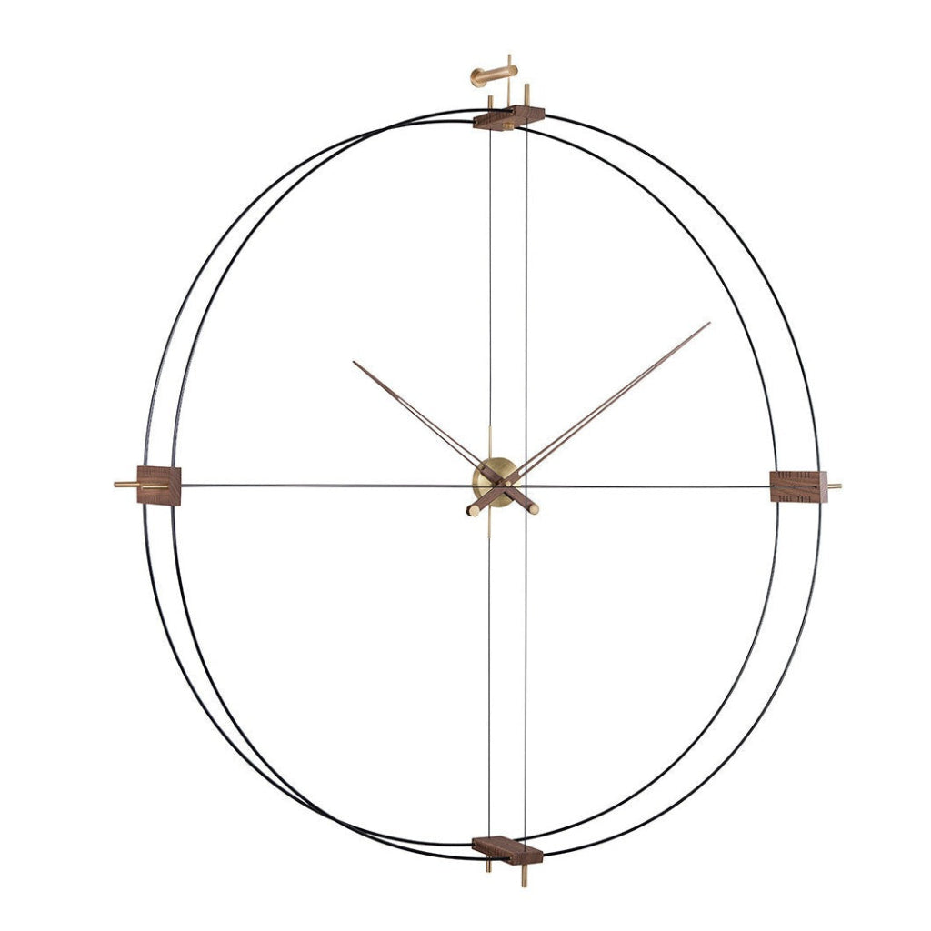A Nomon Delmori G/F Black/A Walnut DEG000NN wall clock made of metal and wood. available at Spacio retail stores in Mumbaii & Kolkata and online.