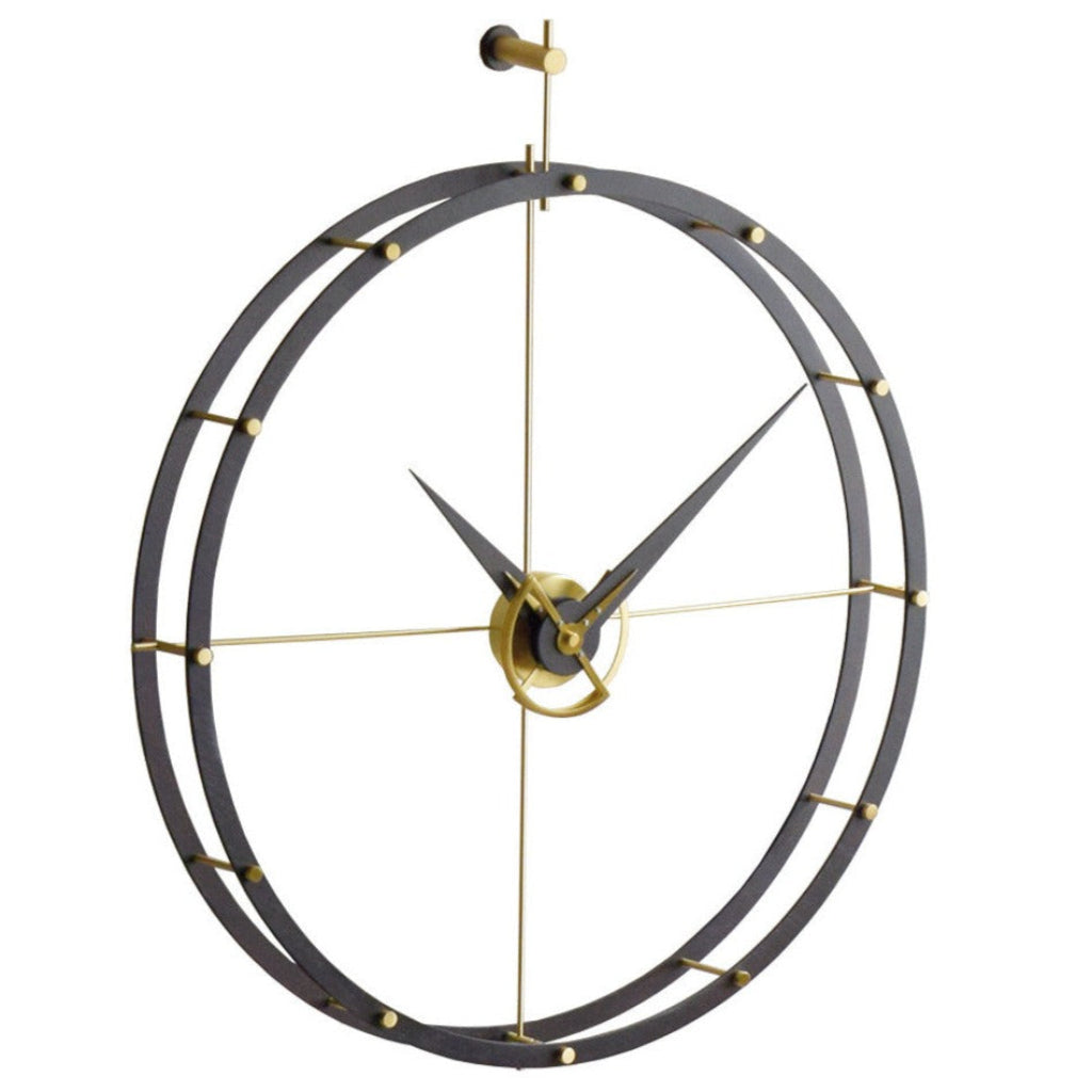 The Clock Nomon Doble O NG Wood Brass Detail DONNG from the brand Nomon features a captivating circular design in black and gold, making it the ideal large-format wall clock for any space. available at Spacio retail stores in Mumbaii & Kolkata and online.