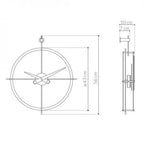 Technical drawing of a wall clock with dimensions