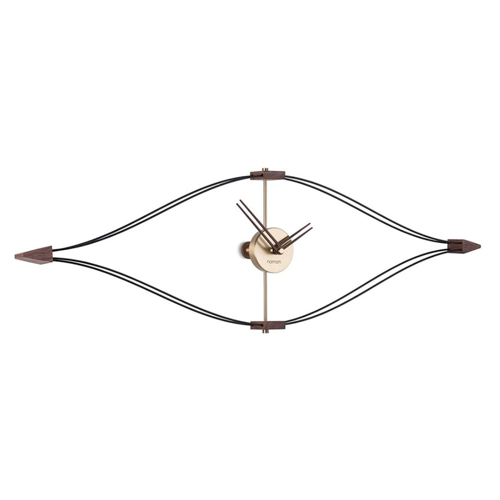 The Nomon Clocks designer Clock Nomon Look Mini Colabo Wood Arms MLOC000C features a creative eye shape design that is accentuated with a stylish black and gold color scheme. available at Spacio retail stores in Mumbaii & Kolkata and online.