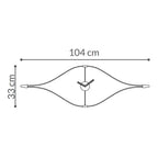 Measurement diagram of a wall clock with dimensions 104 cm width and 33 cm height.