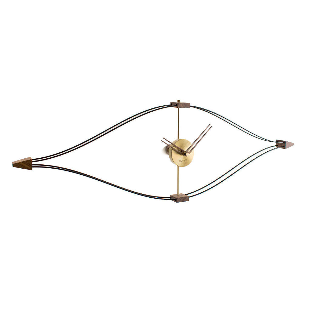 Modern wall clock with gold and bronze design on a white background available at Spacio retail stores in Mumbaii & Kolkata and online.