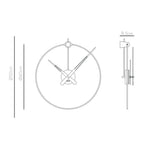 Technical drawing of a wall clock with dimensions on a white background