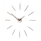 Modern wall clock with long thin hands on a white background