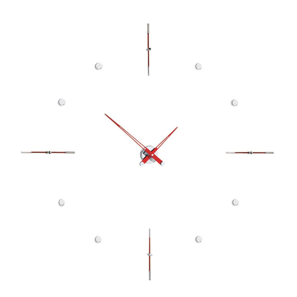 An elegant Nomon Mixto I Red 110cms MII000R clock with a white background and a red face. available at Spacio retail stores in Mumbaii & Kolkata and online.