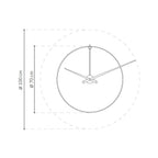 Measurement diagram of a wall clock with dimensions on a white background
