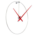 Modern wall clock with red hands on a white background available at Spacio retail stores in Mumbaii & Kolkata and online.