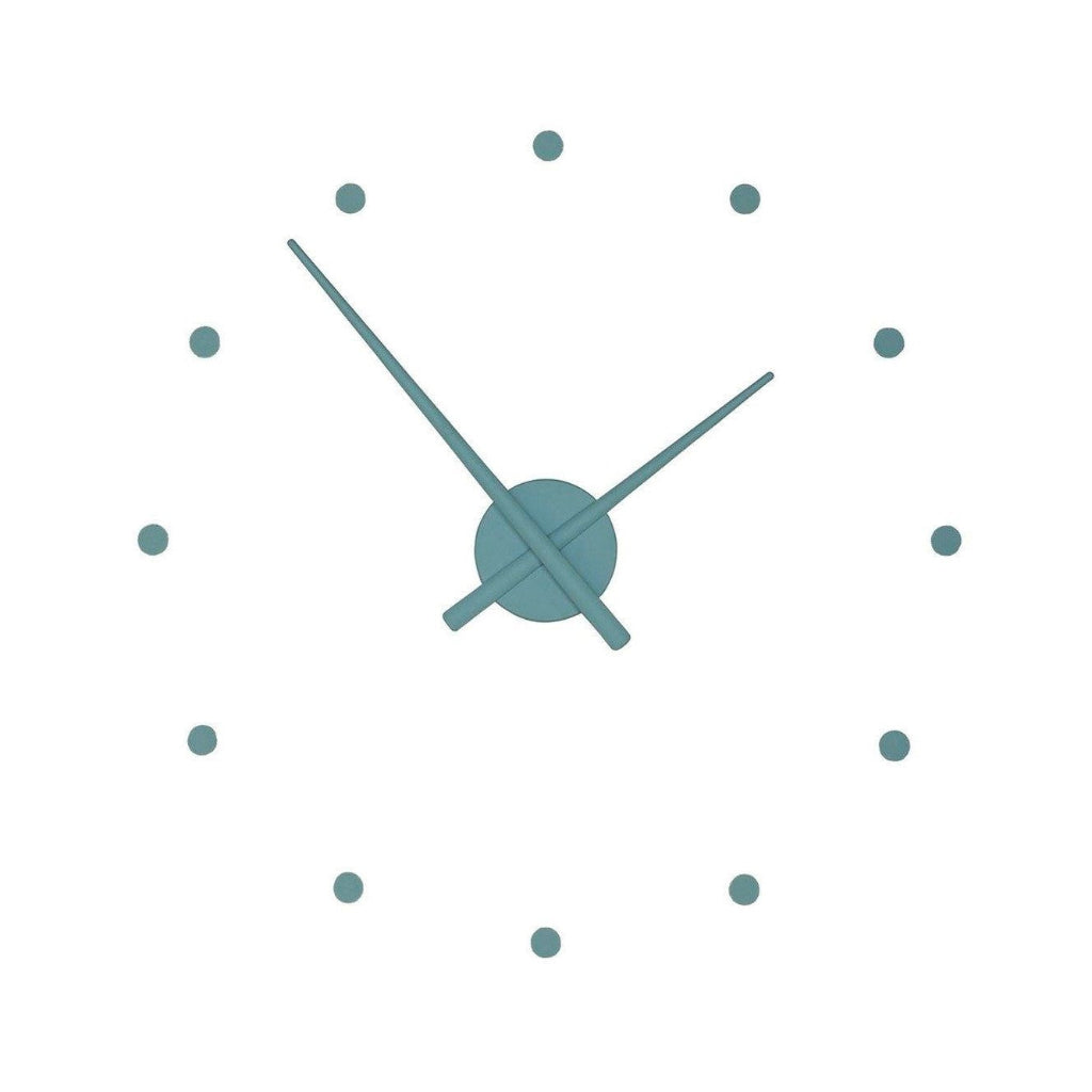 Teal clock face with minimalist design on a white background available at Spacio retail stores in Mumbaii & Kolkata and online.