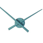 Teal clock hands on a white background