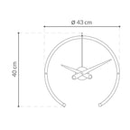 Measurement diagram of a wall clock with dimensions 43 cm diameter and 40 cm height.