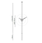 Measurement diagram of a tall, thin object with dimensions labeled.