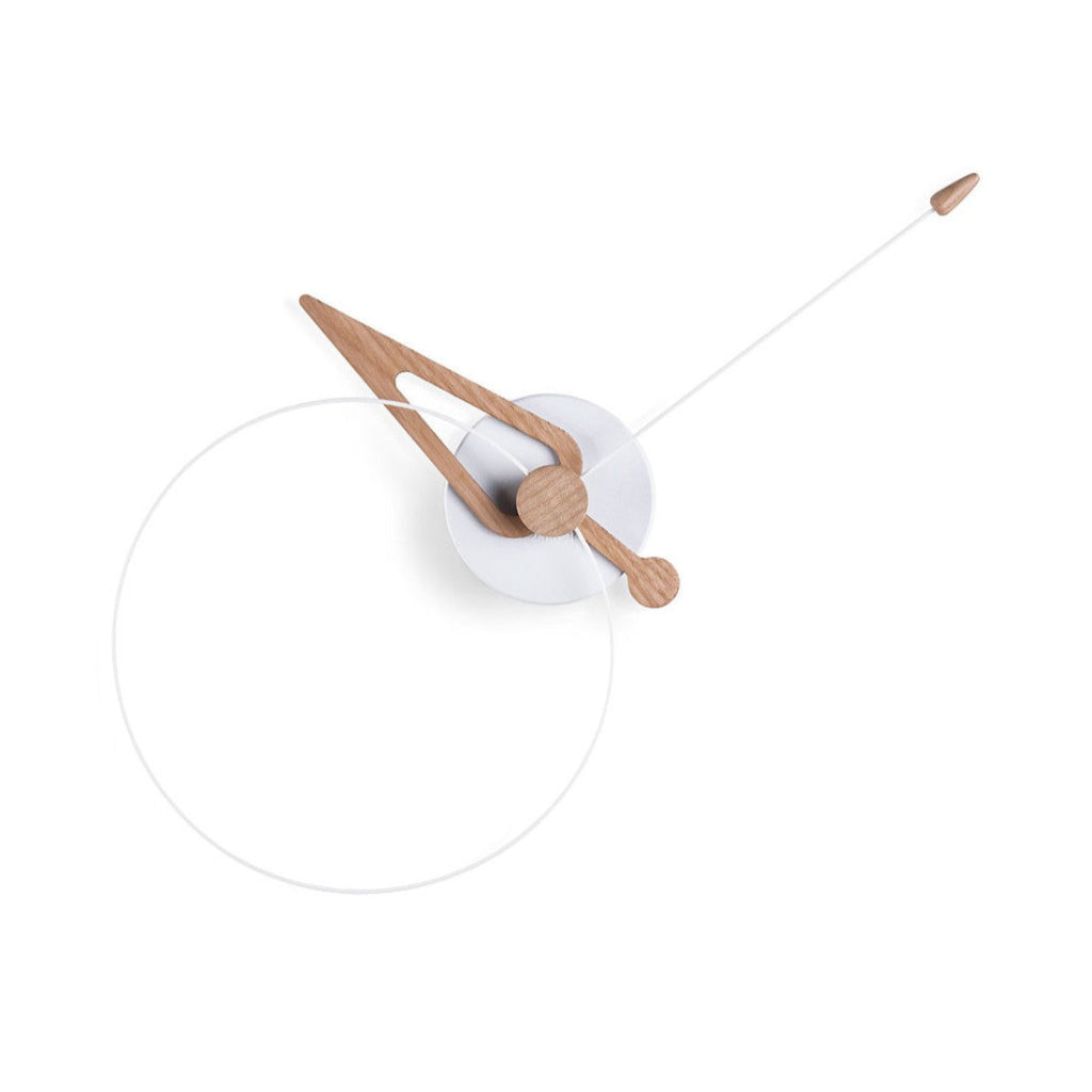 Modern wall clock with wooden design on a white background available at Spacio retail stores in Mumbaii & Kolkata and online.